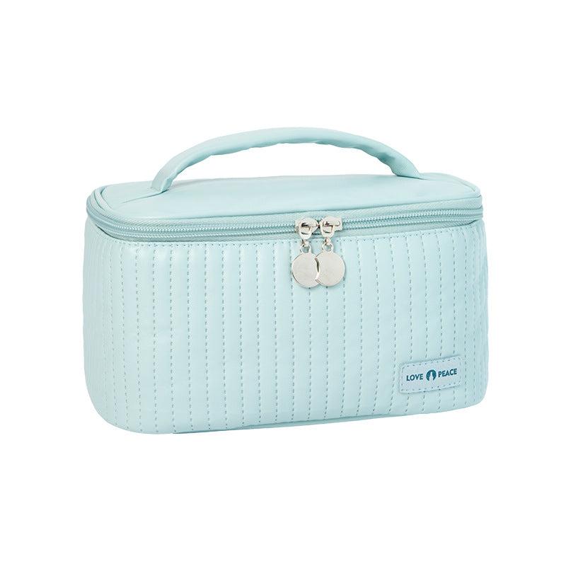 Waterproof Makeup Bag with Handle and Letter Patch - Travel Organizer