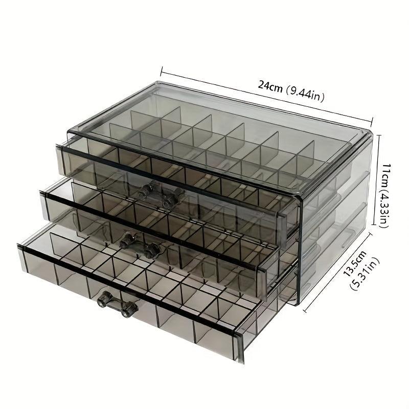 3-Drawer Clear Earring Jewelry Organizer Box