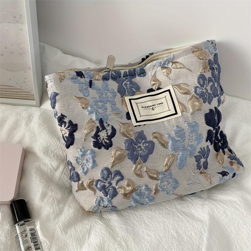 Floral Makeup Bag Zipper Cosmetic Organizer Travel Portable Pouch