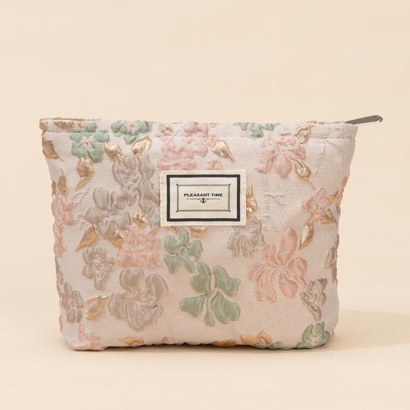 Floral Makeup Bag Zipper Cosmetic Organizer Travel Portable Pouch