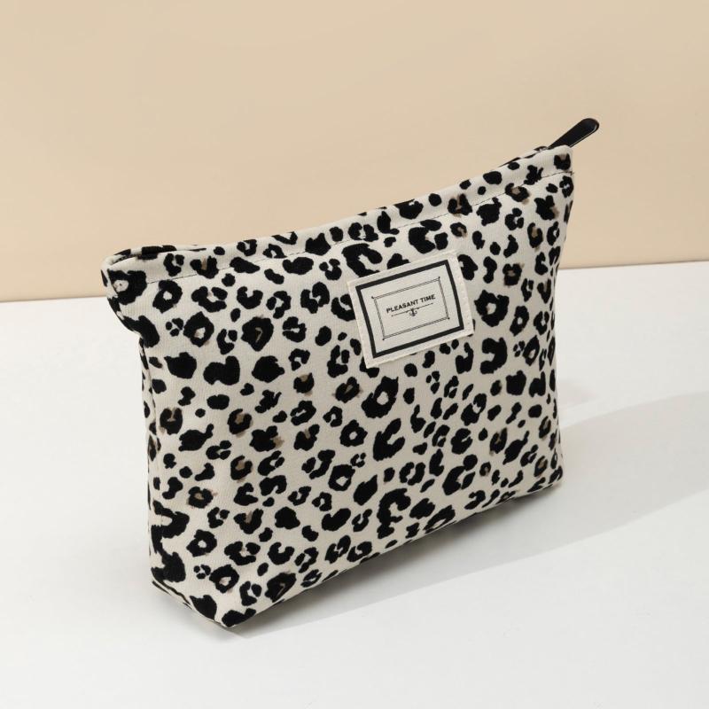 Chic Leopard Print Makeup Bag Compact Cosmetic Organizer