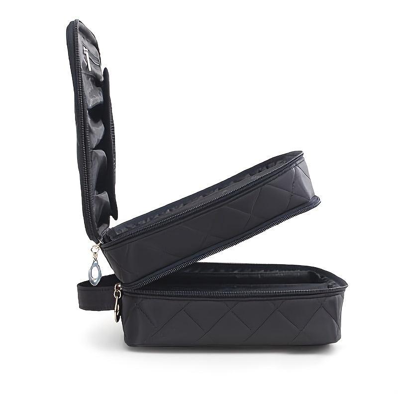 Large Capacity Double Layer Makeup Bag for Travel Portable Cosmetic Bag