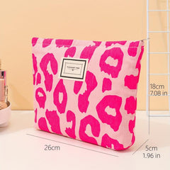 Leopard Pattern Cosmetic Bag Pink Makeup Bag Travel Toiletry Bag