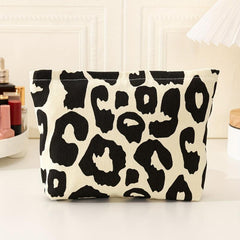 Leopard Pattern Cosmetic Bag Pink Makeup Bag Travel Toiletry Bag