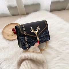 Colorblock Sequin Flap Bag with Charm and Tassel Detail