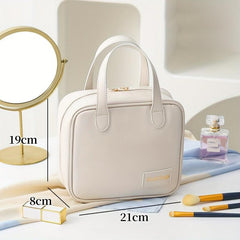 PU Travel Makeup Bag With Handle Small Cosmetic Bag Waterproof Organizer Case