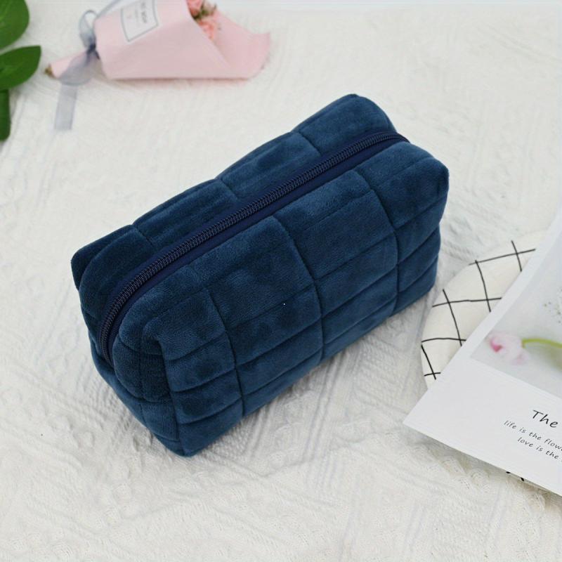 Checkered Cosmetic Bag Travel Storage Toiletry Large Capacity Pink