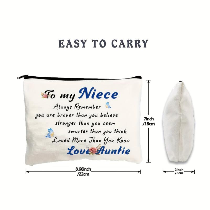 Gift For Niece Girl Cosmetic Bag You Are Braver Than You Think Love Auntie