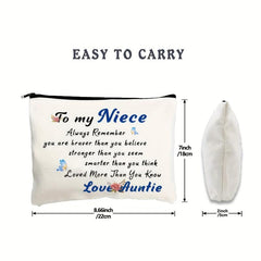 Gift For Niece Girl Cosmetic Bag You Are Braver Than You Think Love Auntie
