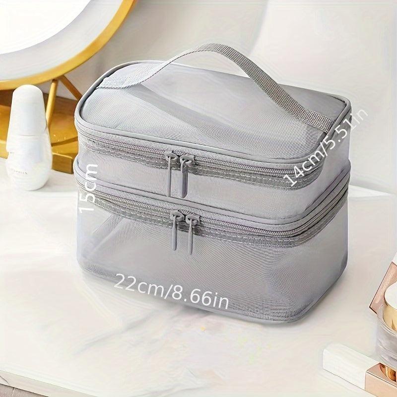 Mesh Makeup Bag With Handle Portable Travel Toiletry Bag