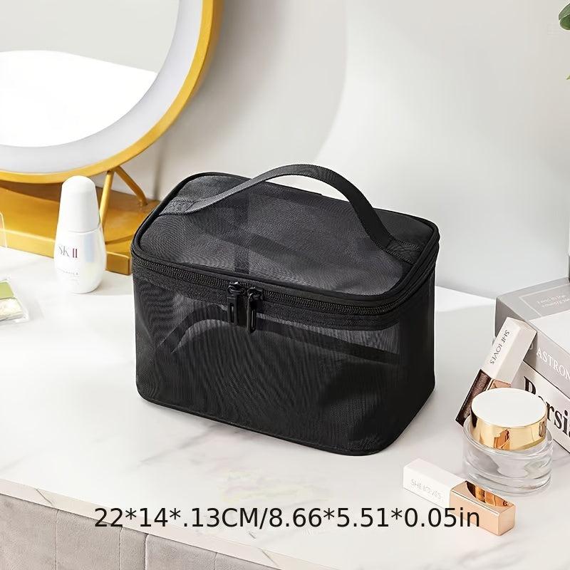 Mesh Makeup Bag With Handle Portable Travel Toiletry Bag