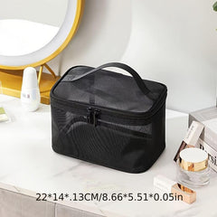 Mesh Makeup Bag With Handle Portable Travel Toiletry Bag