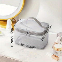 Mesh Makeup Bag With Handle Portable Travel Toiletry Bag