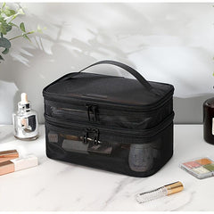 Mesh Makeup Bag With Handle Portable Travel Toiletry Bag