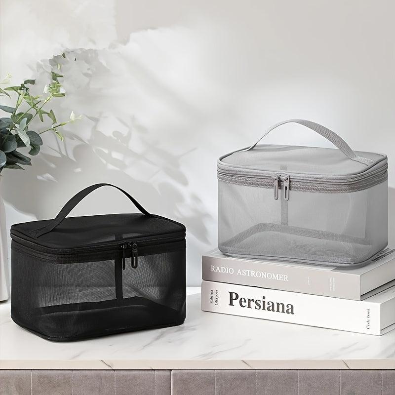 Mesh Makeup Bag With Handle Portable Travel Toiletry Bag