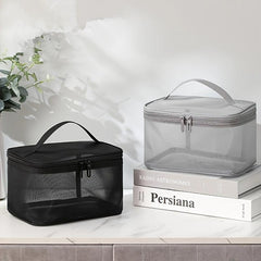 Mesh Makeup Bag With Handle Portable Travel Toiletry Bag