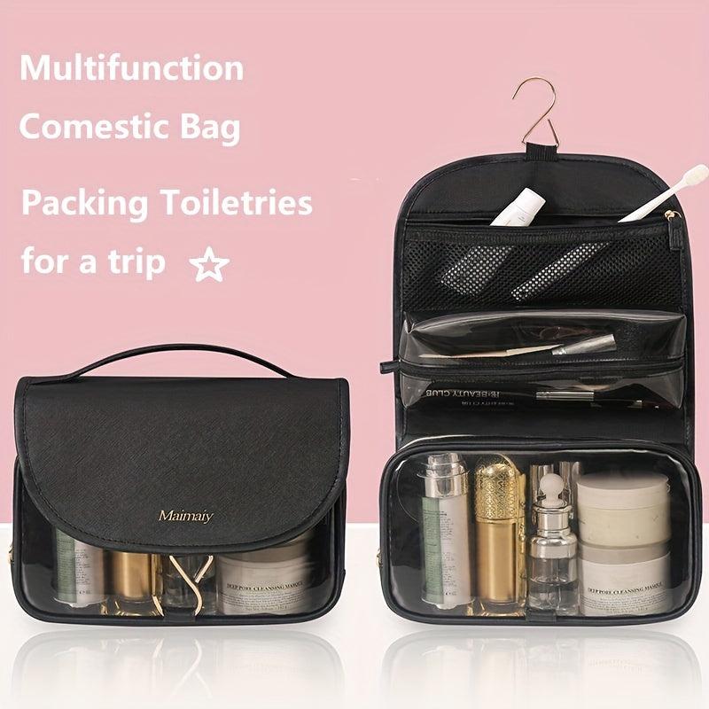 Travel Hanging Toiletry Bag Makeup Cosmetic PU Leather Waterproof Organizer Pink