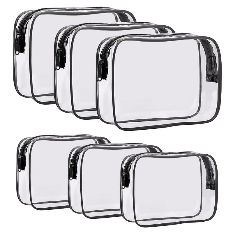 6pcs PVC Clear Toiletry Bags Travel Cosmetic Makeup Bags With Zipper