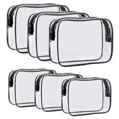 6pcs PVC Clear Toiletry Bags Travel Cosmetic Makeup Bags With Zipper