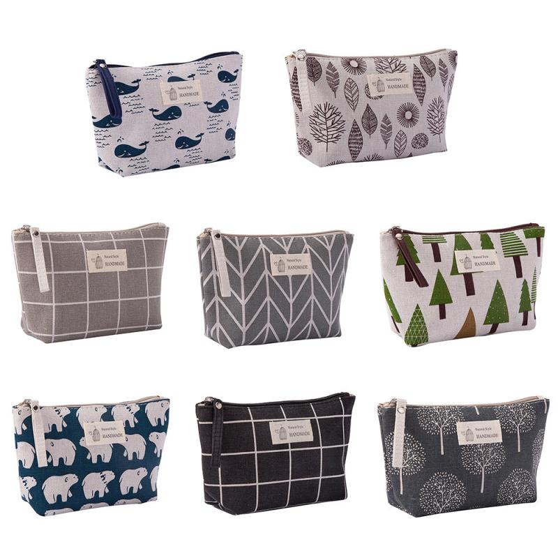Canvas Makeup Bag with Zipper for Travel and Daily Use