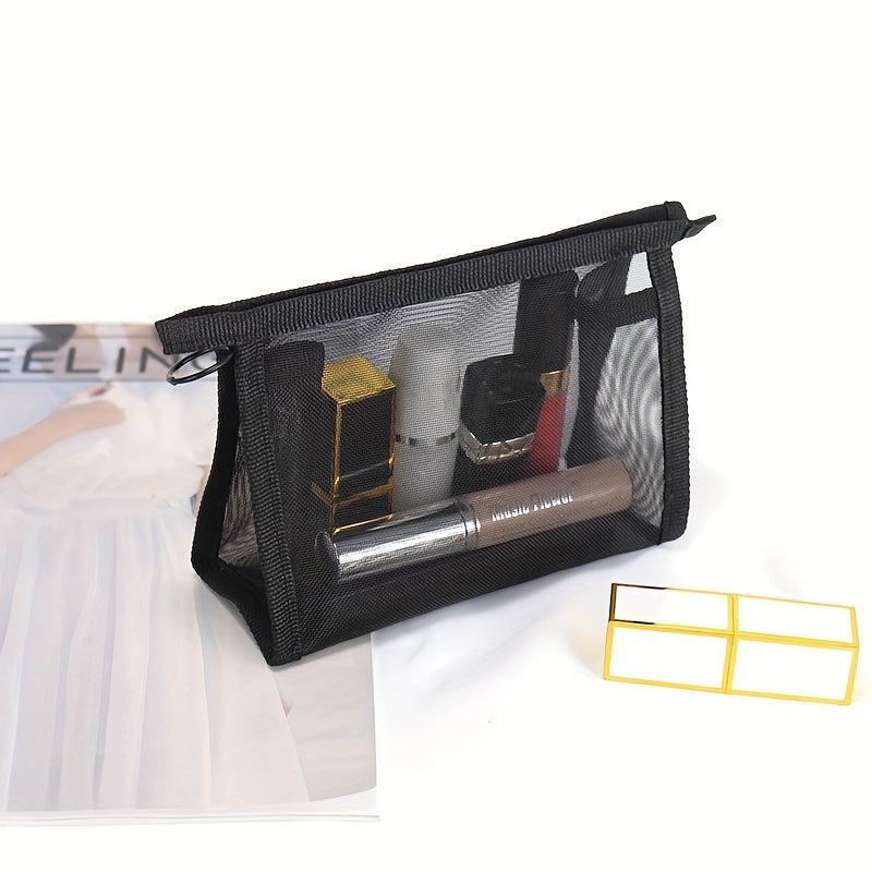 3pcs Clear Mesh Makeup Bag Cosmetic Zipper Pouch Travel Storage Organizer