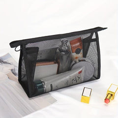 3pcs Clear Mesh Makeup Bag Cosmetic Zipper Pouch Travel Storage Organizer