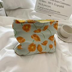 French Flower Cosmetic Bag Large Capacity Travel Toiletry Pouch