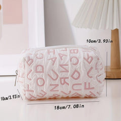 Letter Pattern Cosmetic Bag For Women Adorable Roomy Makeup Bag