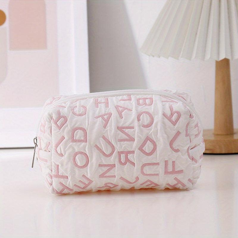 Letter Pattern Cosmetic Bag For Women Adorable Roomy Makeup Bag