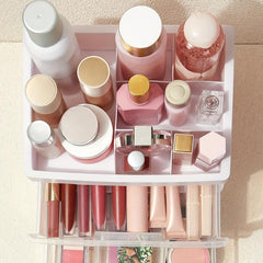 Makeup Organizer Vanity with 2 Drawers Skincare Lipsticks Jewelry Nail Care