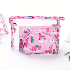 3Pcs Cartoon Makeup Bag Set Travel Toiletry Waterproof PVC Cosmetic Bag