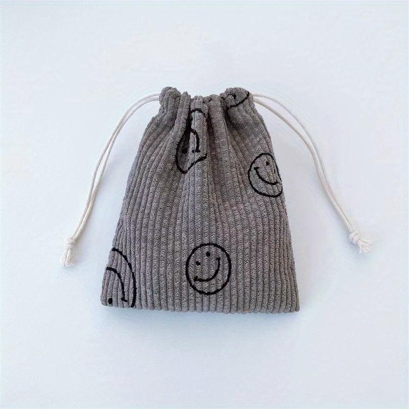 Smile Face Drawstring Cosmetic Bag for Women Travel Small Makeup Bag
