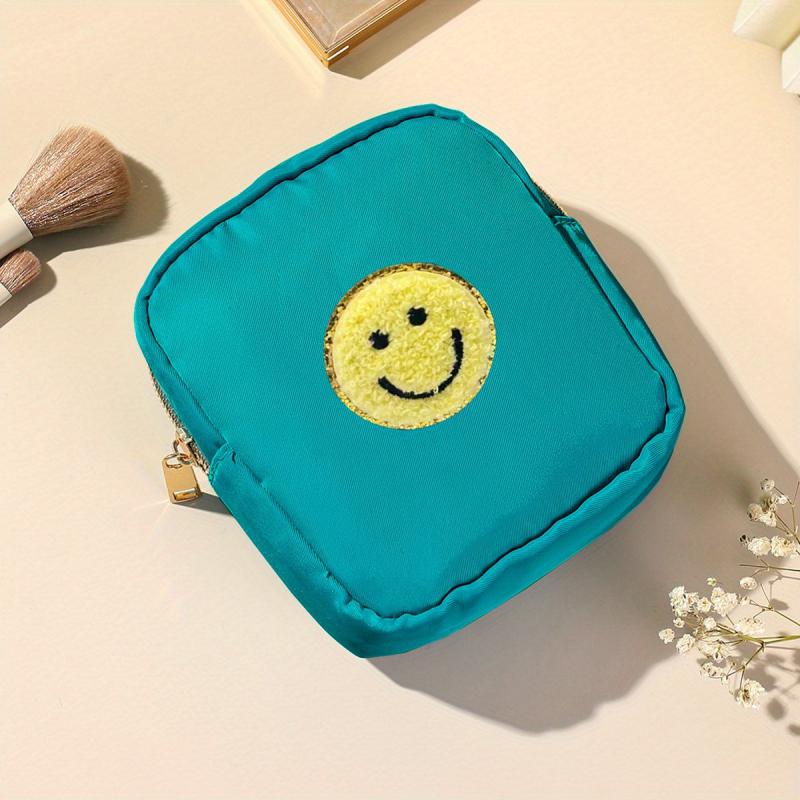 Preppy Embroidered Patch Makeup Pouch