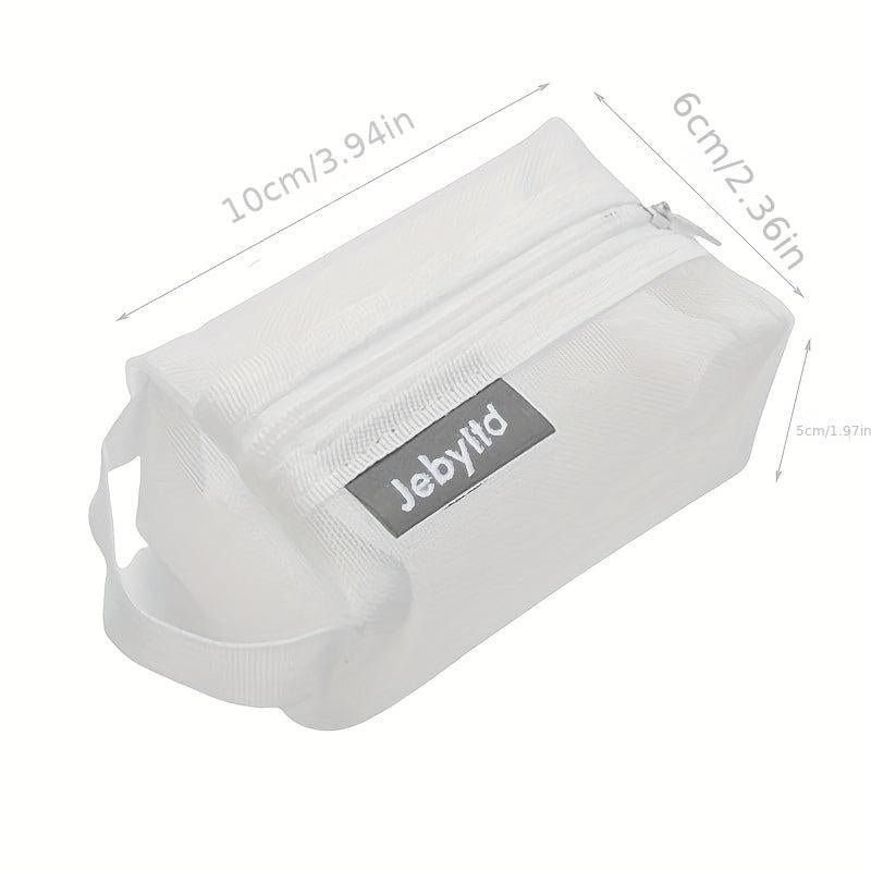 3pcs Portable Mesh Storage Bag Cosmetic Toiletry Zipper Pouch