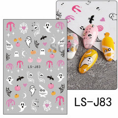 Halloween Nail Art Stickers Pumpkin Spider Web Skull Ghost Bat Nail Decals