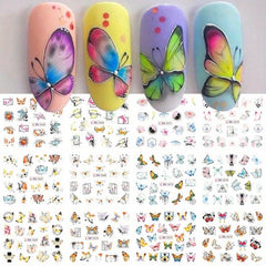 12 Butterfly Nails Sticker English Letter Water Transfer Decal