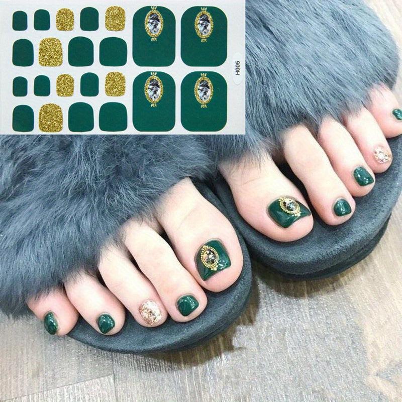 Rhinestone Toe Nail Polish Stickers Self Adhesive Art Decal Strips Kit