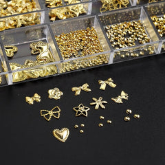 Gold Holo Nail Art Sequins 3D Charms Beads DIY Nail Jewelry