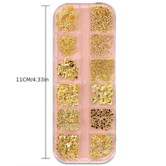 Gold Holo Nail Art Sequins 3D Charms Beads DIY Nail Jewelry