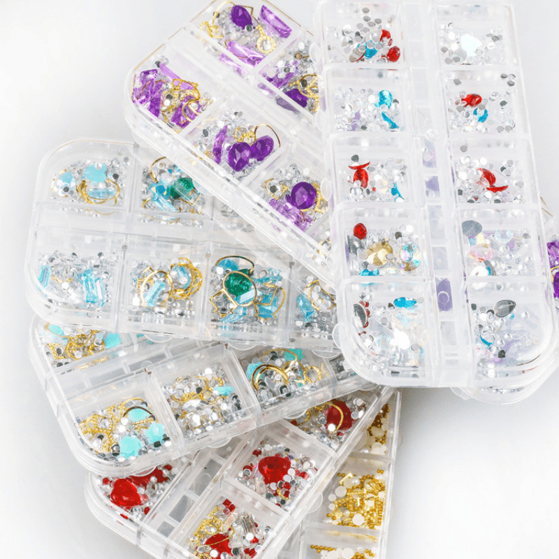 Mixed Size Charm Glass 3D Rhinestones For Nail Art Diy Crystal Faux Gems