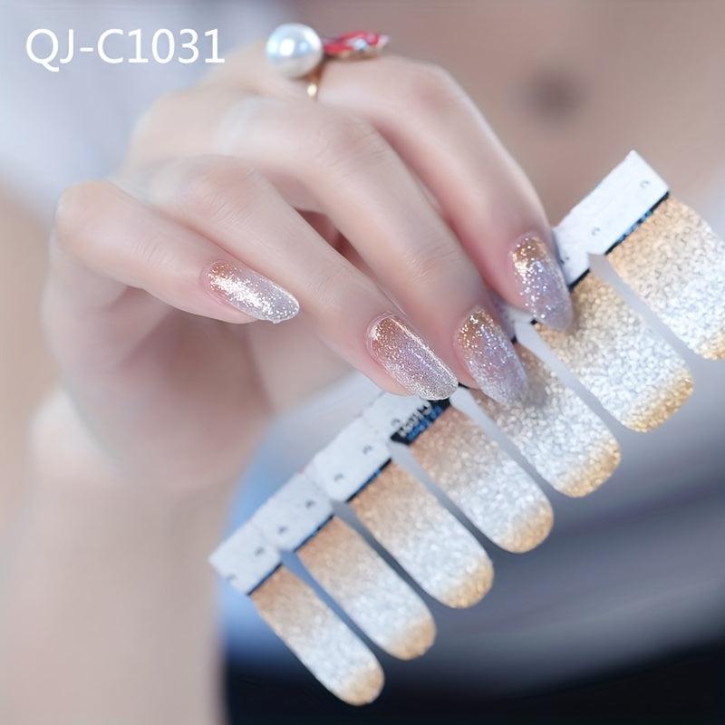 10 Glitter Nail Stickers & Files for DIY Nail Art, Salon Decals