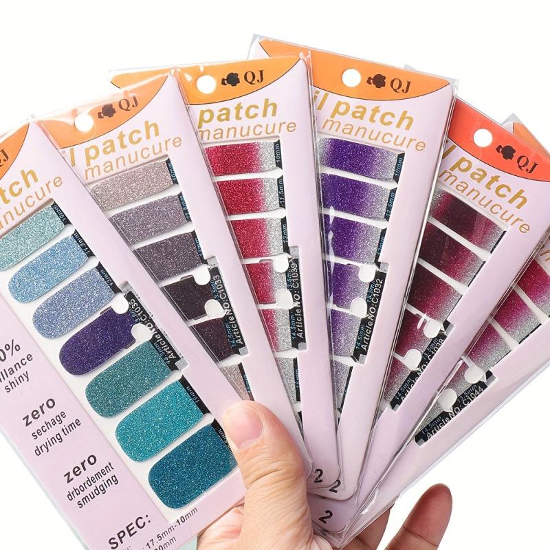 10 Glitter Nail Stickers & Files for DIY Nail Art, Salon Decals