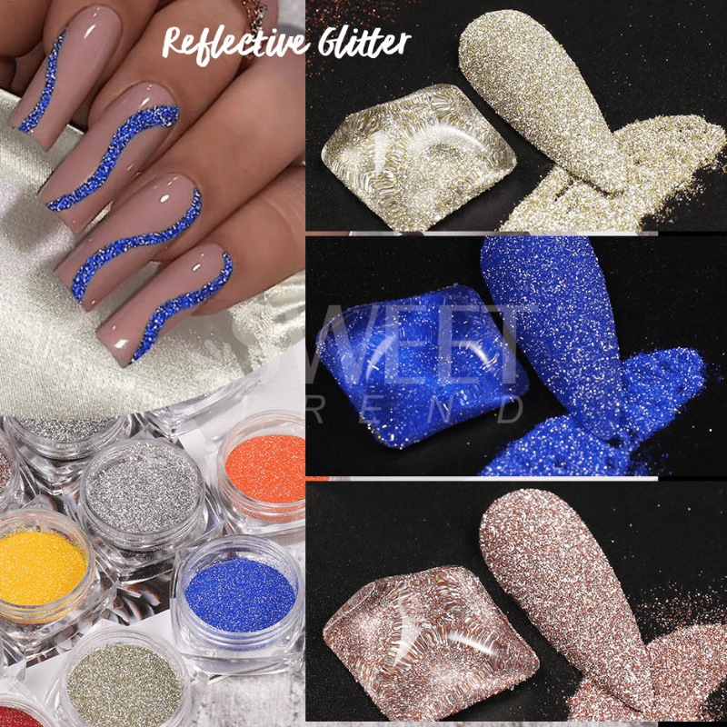 Reflective Nail Glitter Powder Crystal Sparkle Holographic Nail Dust