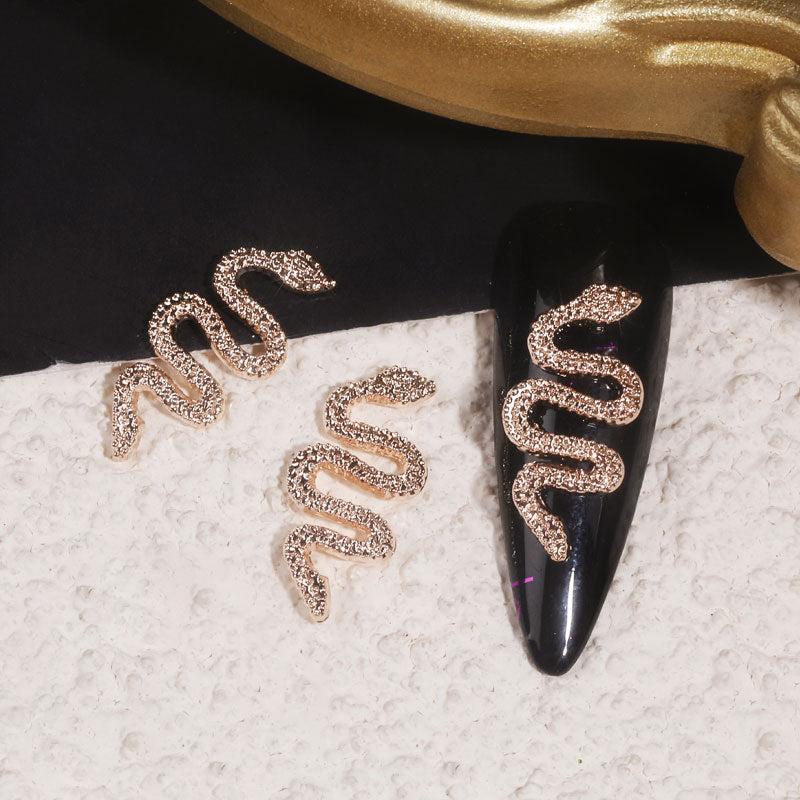 10 pcs Retro Snake Nail Charms Alloy Metal DIY Nail Art Decorations