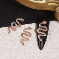 10 pcs Retro Snake Nail Charms Alloy Metal DIY Nail Art Decorations