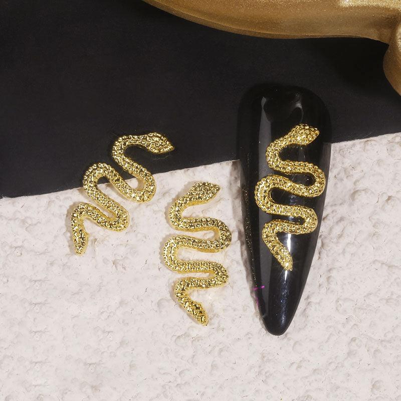 10 pcs Retro Snake Nail Charms Alloy Metal DIY Nail Art Decorations