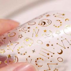12 Sheets 3D Constellation Nail Art Stickers Self Adhesive Star Moon Nail Art