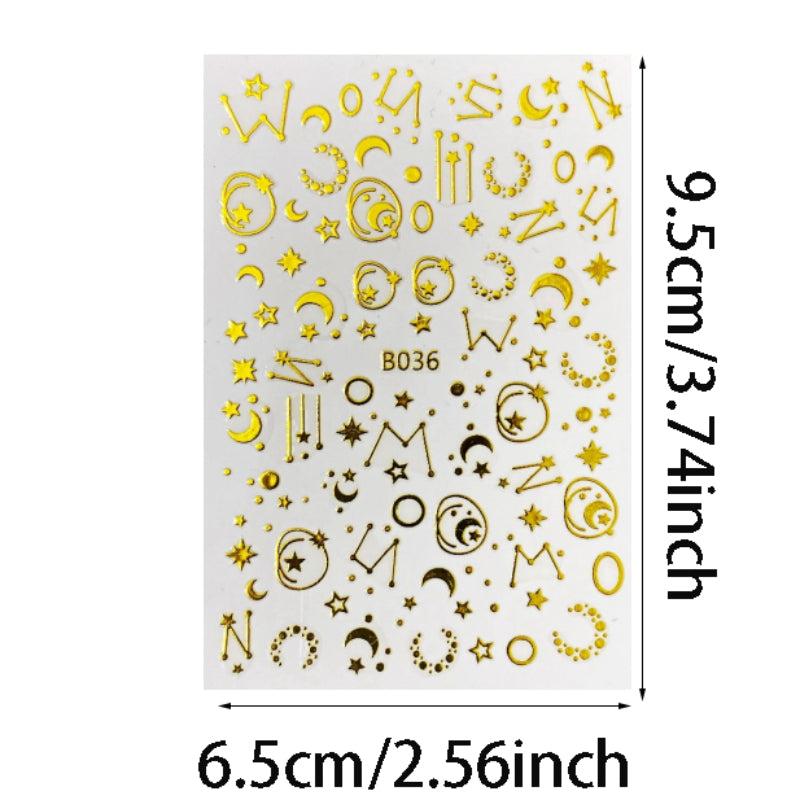 12 Sheets 3D Constellation Nail Art Stickers Self Adhesive Star Moon Nail Art