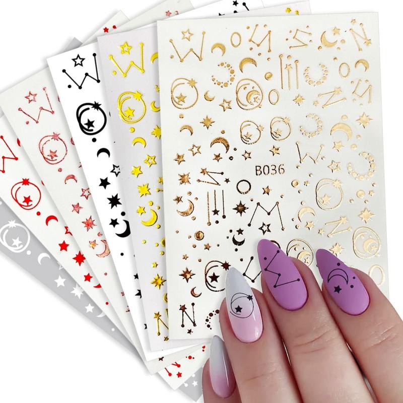 12 Sheets 3D Constellation Nail Art Stickers Self Adhesive Star Moon Nail Art
