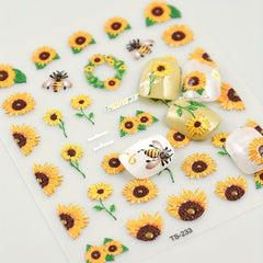 5D Sunflower Nail Stickers for Summer Nail Art